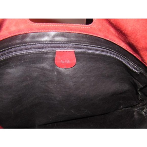 Gucci Vintage Red Suede And Leather Satchel Tote - Picture 7 of 12